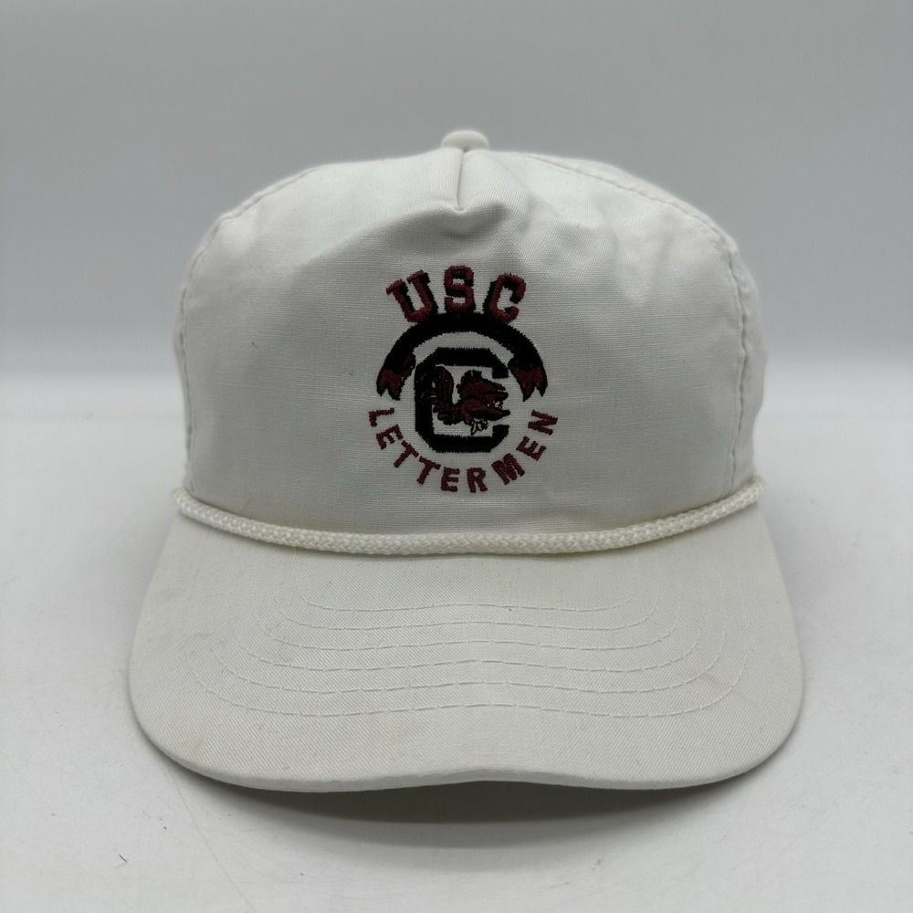 Vintage Young An Hat Company Carolina Gamecocks USC Lettermen White SnapBack Cap